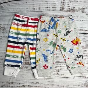 Harry Potter 0-3 Months Baby Joggers Pants Set of 2 Stripes All over Print